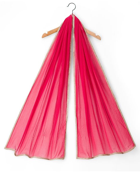 Pine Kids Woven Half Sleeves Floral Embroidered Sequinned & Foil Printed Choli & Lehenga Set With Dupatta - Red
