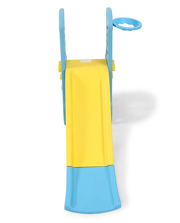 Babyhug 2-in-1 Penguine Slide With Basketball Hoop - Yellow & Blue| Smooth Slide Slide with Extended Landing| Indoor & Outdoor Active Play| Improves Motor Skills, Balance & Coordination| BIS Certified