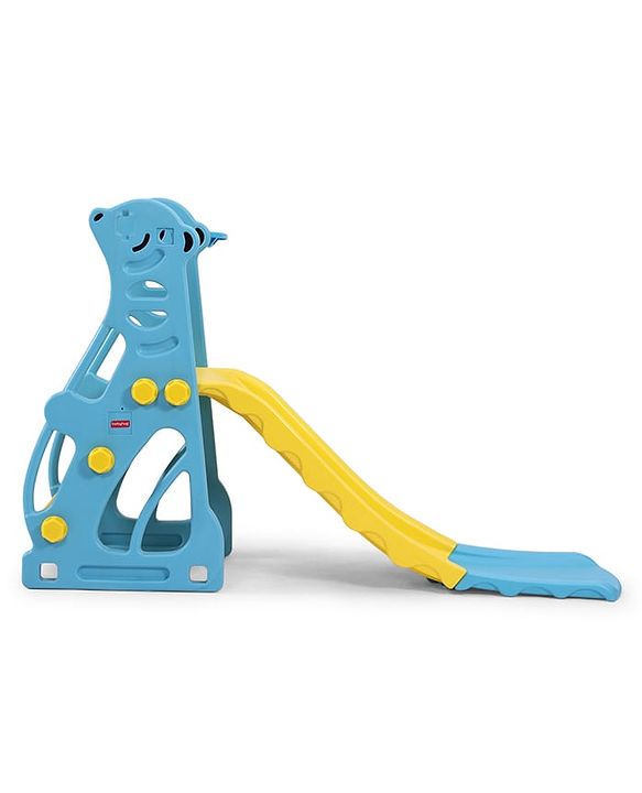 Babyhug 2-in-1 Penguine Slide With Basketball Hoop - Yellow & Blue| Smooth Slide Slide with Extended Landing| Indoor & Outdoor Active Play| Improves Motor Skills, Balance & Coordination| BIS Certified