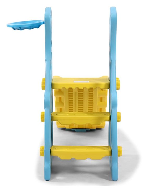 Babyhug 2-in-1 Penguine Slide With Basketball Hoop - Yellow & Blue| Smooth Slide Slide with Extended Landing| Indoor & Outdoor Active Play| Improves Motor Skills, Balance & Coordination| BIS Certified