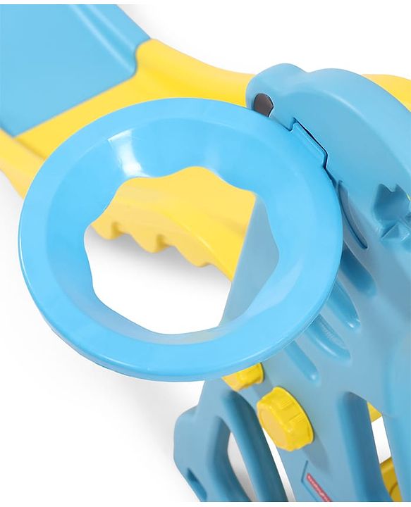Babyhug 2-in-1 Penguine Slide With Basketball Hoop - Yellow & Blue| Smooth Slide Slide with Extended Landing| Indoor & Outdoor Active Play| Improves Motor Skills, Balance & Coordination| BIS Certified