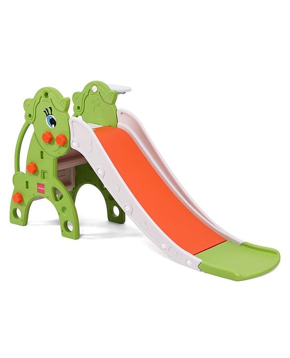 Babyhug 2-in-1 Penguine Slide With Basketball Hoop - Yellow & Blue| Smooth Slide Slide with Extended Landing| Indoor & Outdoor Active Play| Improves Motor Skills, Balance & Coordination| BIS Certified