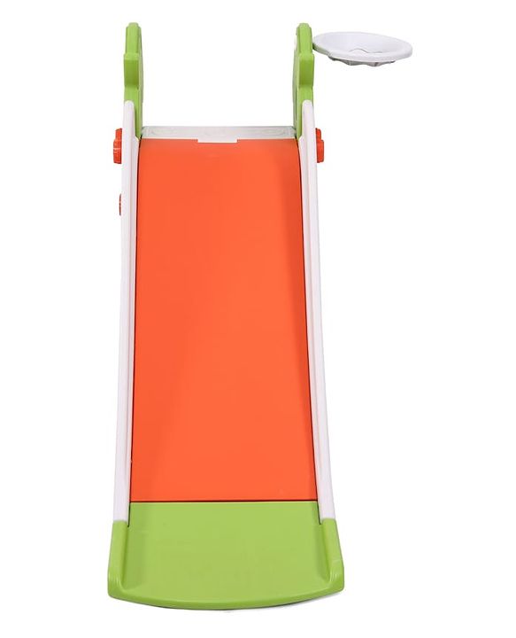 Babyhug 2-in-1 Penguine Slide With Basketball Hoop - Yellow & Blue| Smooth Slide Slide with Extended Landing| Indoor & Outdoor Active Play| Improves Motor Skills, Balance & Coordination| BIS Certified