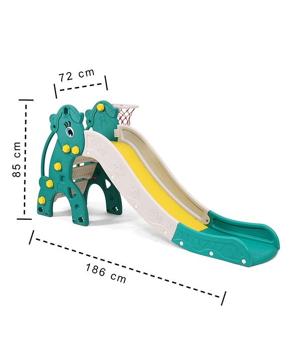 Babyhug 2-in-1 Penguine Slide With Basketball Hoop - Yellow & Blue| Smooth Slide Slide with Extended Landing| Indoor & Outdoor Active Play| Improves Motor Skills, Balance & Coordination| BIS Certified