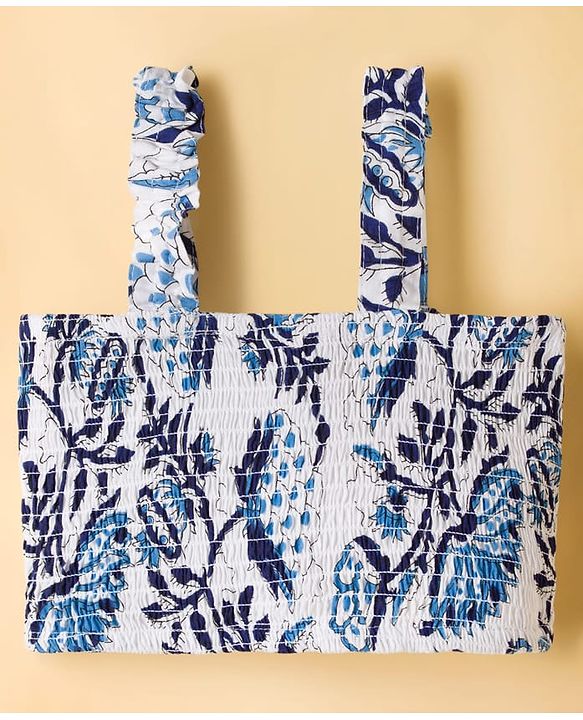Pine Kids Viscose Woven Sleeveless Floral Printed Co-Ords  Indo Western Set - Blue & White