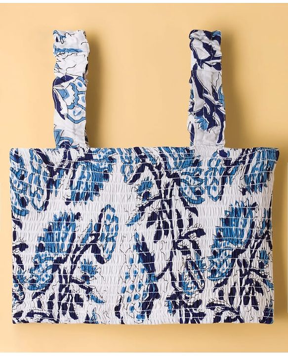 Pine Kids Viscose Woven Sleeveless Floral Printed Co-Ords  Indo Western Set - Blue & White