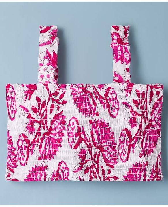 Pine Kids Viscose Woven Sleeveless Floral Printed Co-Ords  Indo Western Set - Pink & White