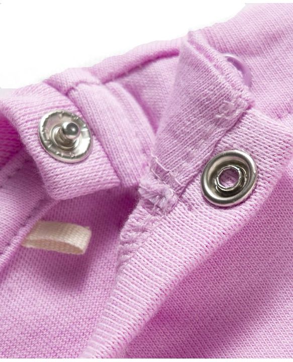 Babyhug Cotton Knit Half Frill Sleeves Floral Applique Top - Mauve
