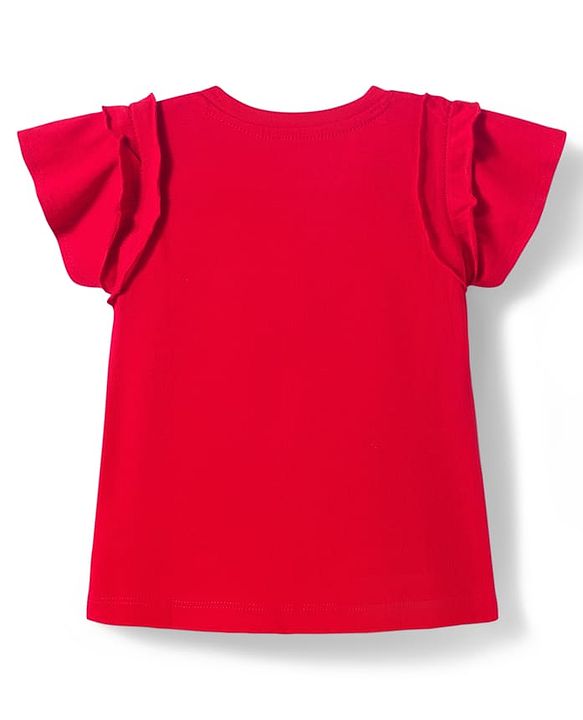 Babyhug Cotton Knit Half Sleeves Top With Starfish Applique - Red