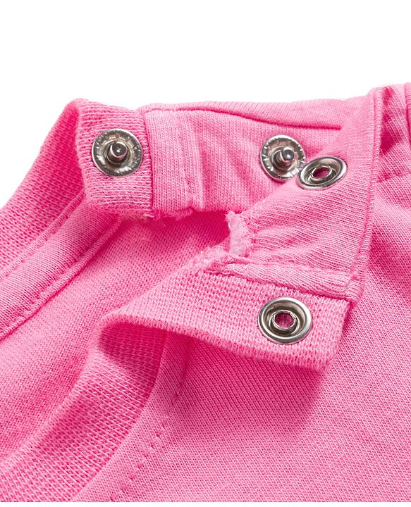 Babyhug Cotton Knit Half Sleeves Rhinestone Star Design Top -Pink