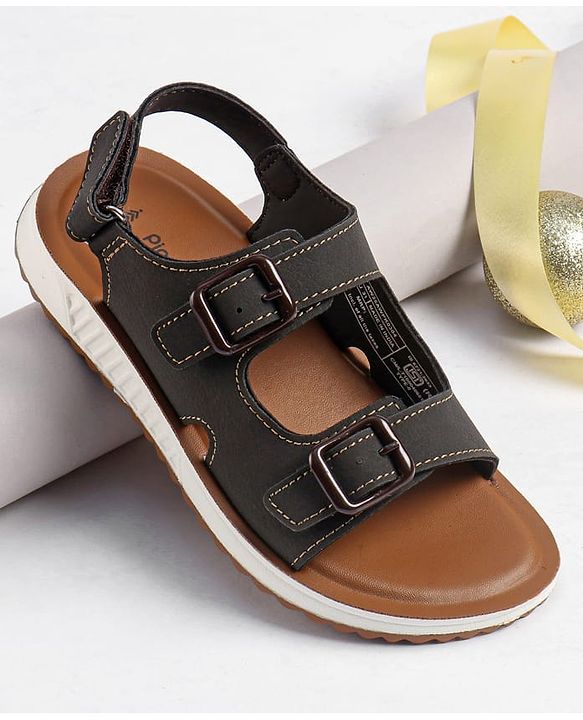 Pine Kids Velcro Closure Solid Sandals - Brown