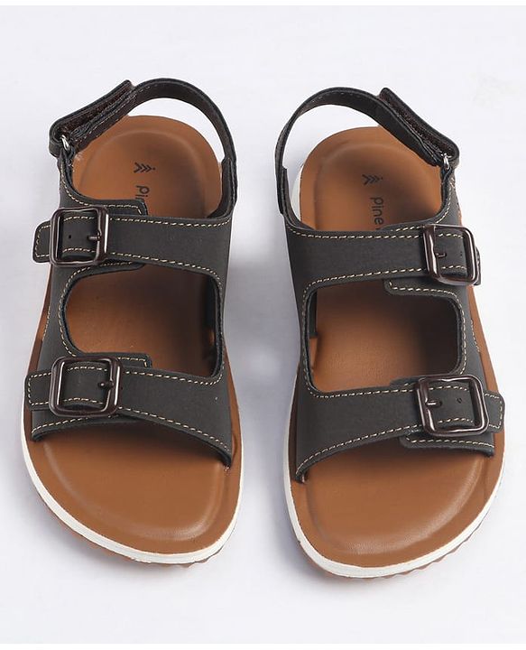 Pine Kids Velcro Closure Solid Sandals - Brown