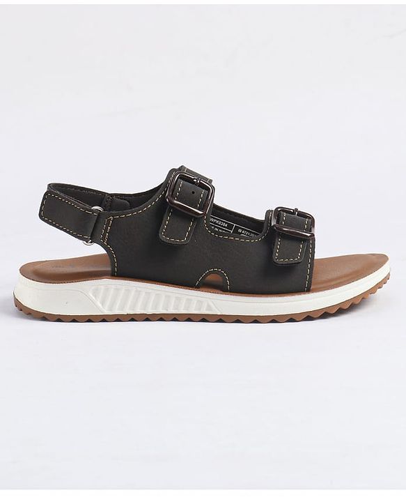 Pine Kids Velcro Closure Solid Sandals - Brown