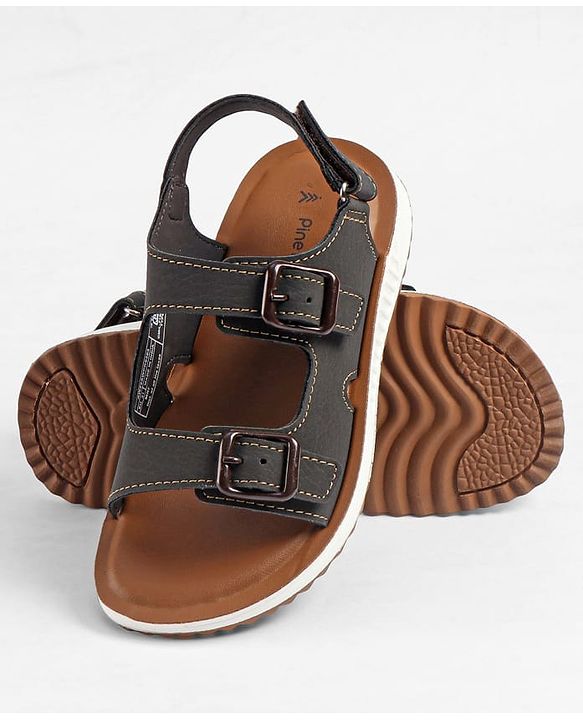 Pine Kids Velcro Closure Solid Sandals - Brown