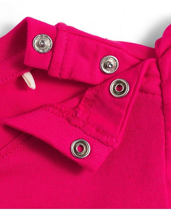 Babyhug Cotton Knit Half Sleeves Top With Embroidery & Applique - Dark Pink