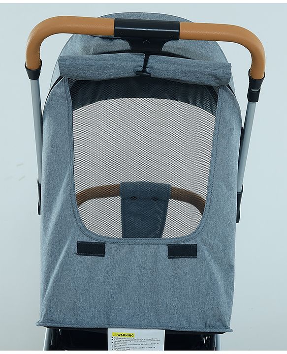 Babyhug AeroGlide Compact Fold Baby Stroller  Grey| One-Hand Fold Safety Harness Reclining Seat Concealed Linked Brake Integrated Trolley Handle Air-cabin Friendly Suspension Wheel 03 Years Grey