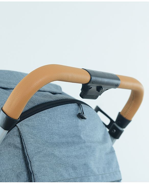 Babyhug AeroGlide Compact Fold Baby Stroller  Grey| One-Hand Fold Safety Harness Reclining Seat Concealed Linked Brake Integrated Trolley Handle Air-cabin Friendly Suspension Wheel 03 Years Grey