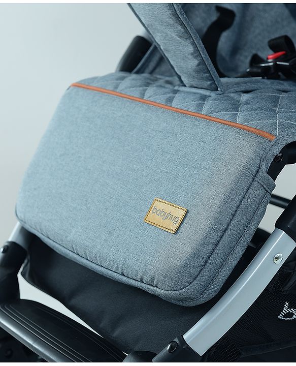 Babyhug AeroGlide Compact Fold Baby Stroller  Grey| One-Hand Fold Safety Harness Reclining Seat Concealed Linked Brake Integrated Trolley Handle Air-cabin Friendly Suspension Wheel 03 Years Grey