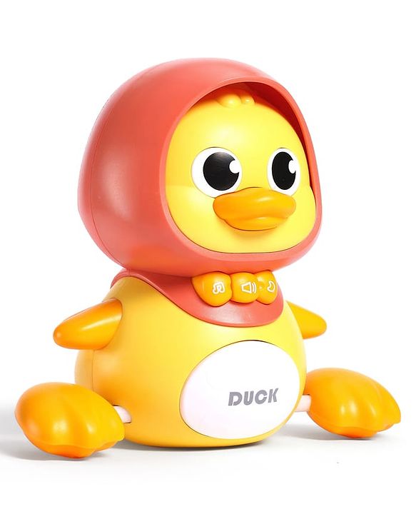 Babyhug Magnetic Crawling Duck Toy Set - Yellow| Music & LED Lights| Dancing Mother Duck| Visual & Auditory Development| Battery Operated| Encourages Crawling| BIS Certified| Gifting Option for 6M+