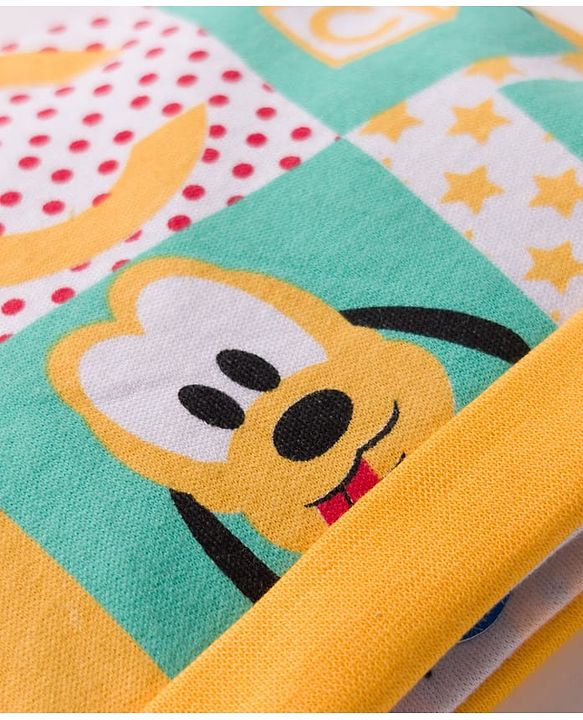Babyhug Disney 100% Cotton Knit Cap Mittens & Booties Set With Micky Mouse & Friend Print Multicolour - Diameter 16 cm