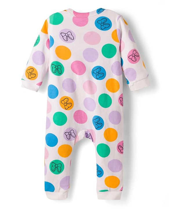 Babyhug Disney Interlock Knit Full Sleeves Rompers With Minnie & Friends Graphics Pack of 3 - Multicolor