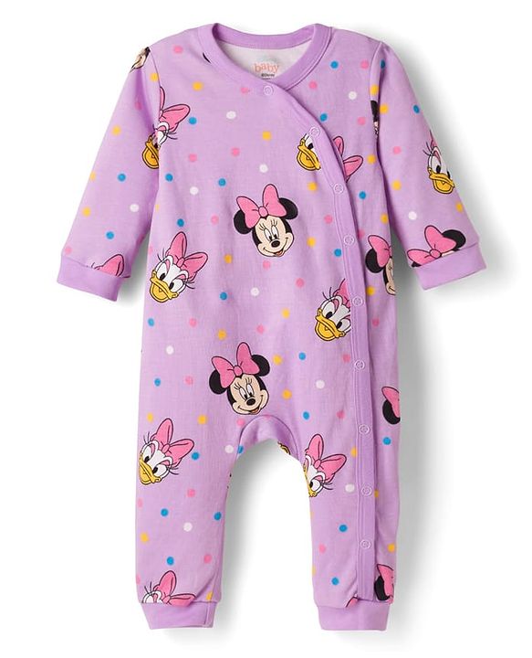 Babyhug Disney Interlock Knit Full Sleeves Rompers With Minnie & Friends Graphics Pack of 3 - Multicolor