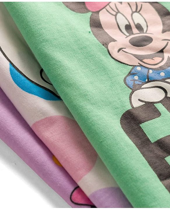 Babyhug Disney Interlock Knit Full Sleeves Rompers With Minnie & Friends Graphics Pack of 3 - Multicolor
