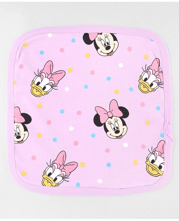 Babyhug Disney Hand & Face Towel with Minnie & Friends Graphic L 33  X B 33 cm Pack of 3 - Pink White & Sea Green