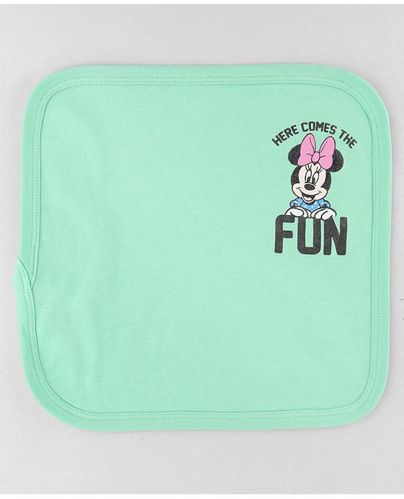 Babyhug Disney Hand & Face Towel with Minnie & Friends Graphic L 33  X B 33 cm Pack of 3 - Pink White & Sea Green