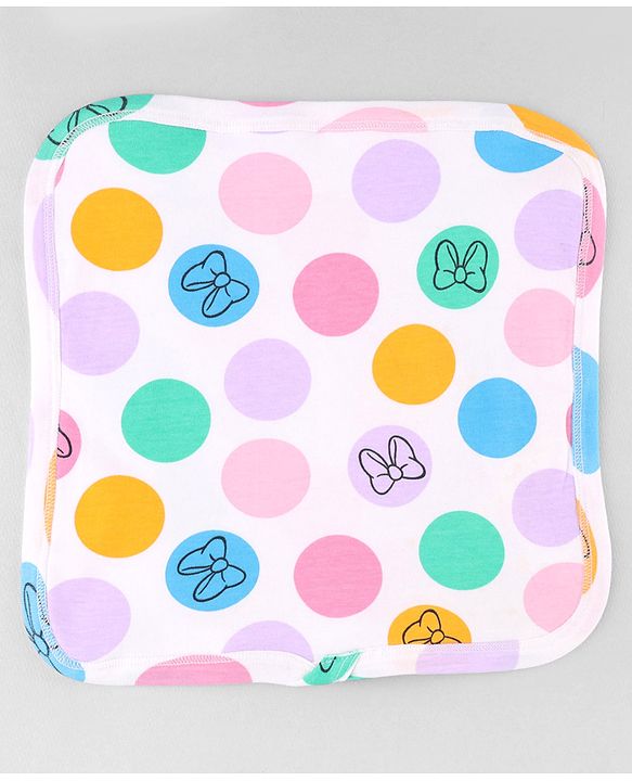Babyhug Disney Hand & Face Towel with Minnie & Friends Graphic L 33  X B 33 cm Pack of 3 - Pink White & Sea Green