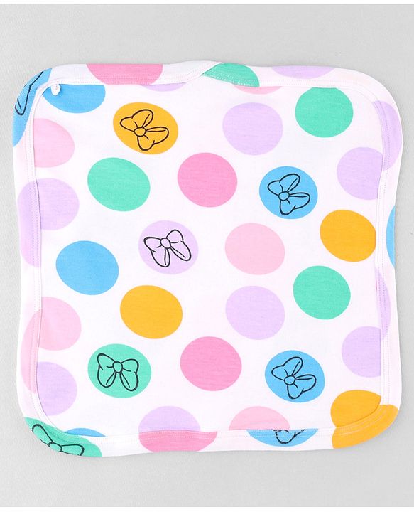 Babyhug Disney Hand & Face Towel with Minnie & Friends Graphic L 33  X B 33 cm Pack of 3 - Pink White & Sea Green
