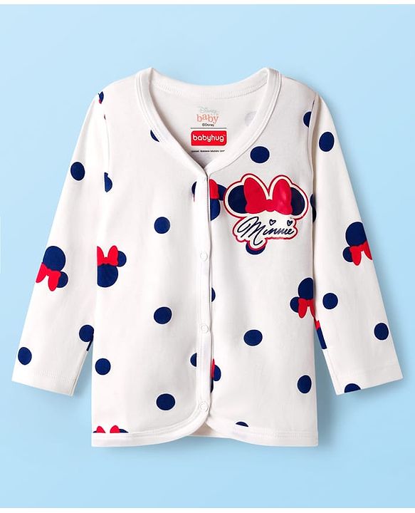 Babyhug Disney 100% Cotton Knit  Full Sleeves Front Open Jhablas With Minnie Mouse Graphic Pack of 3 - Multicolour