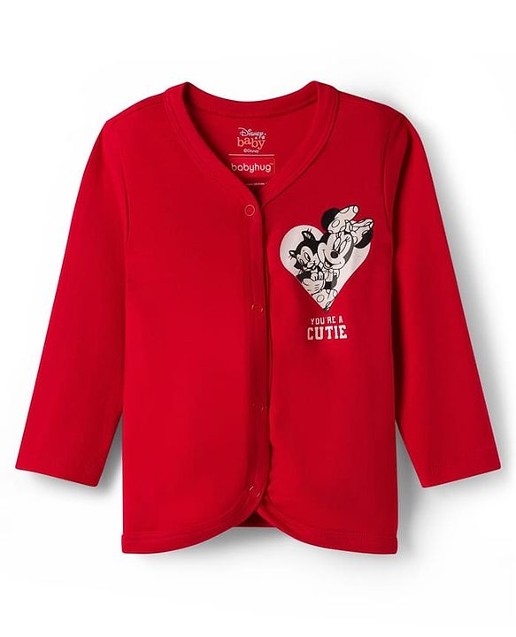 Babyhug Disney 100% Cotton Knit  Full Sleeves Front Open Jhablas With Minnie Mouse Graphic Pack of 3 - Multicolour