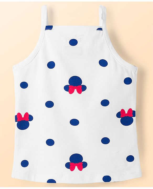Babyhug Disney Lycra Knit Sleeveless Slips With Minnie Mouse Graphics Pack Of 3 - Blue, White and Red