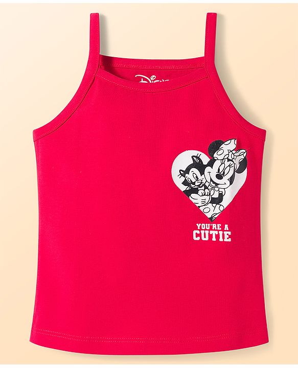 Babyhug Disney Lycra Knit Sleeveless Slips With Minnie Mouse Graphics Pack Of 3 - Blue, White and Red