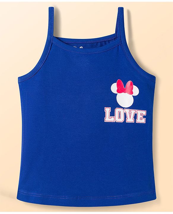 Babyhug Disney Lycra Knit Sleeveless Slips With Minnie Mouse Graphics Pack Of 3 - Blue, White and Red