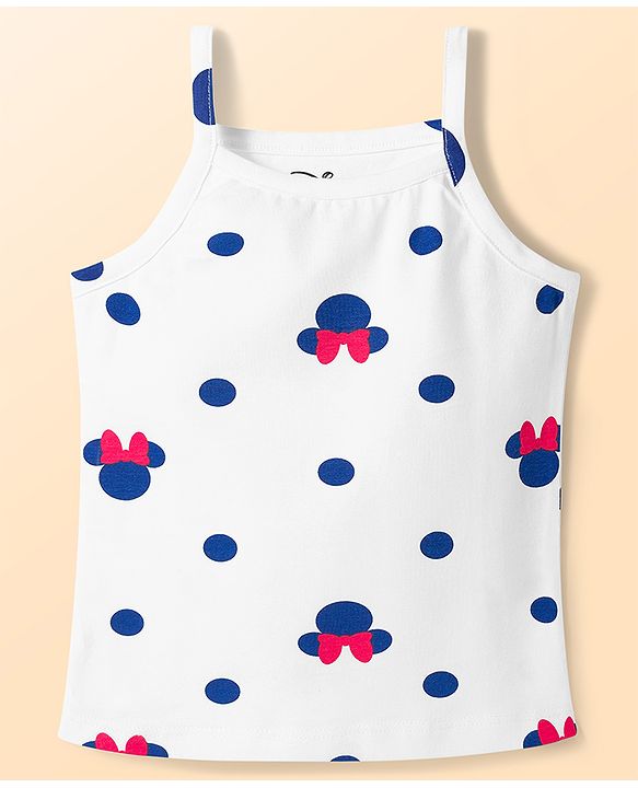 Babyhug Disney Lycra Knit Sleeveless Slips With Minnie Mouse Graphics Pack Of 3 - Blue, White and Red