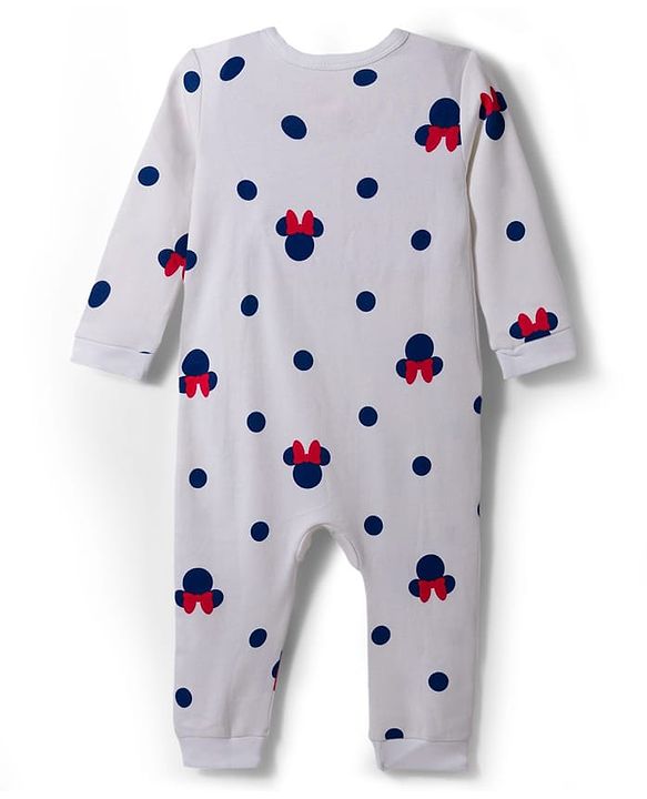 Babyhug Disney Interlock Knit Full Sleeves Romper with Minnie Mouse Graphic Pack of 3- Red Blue & White