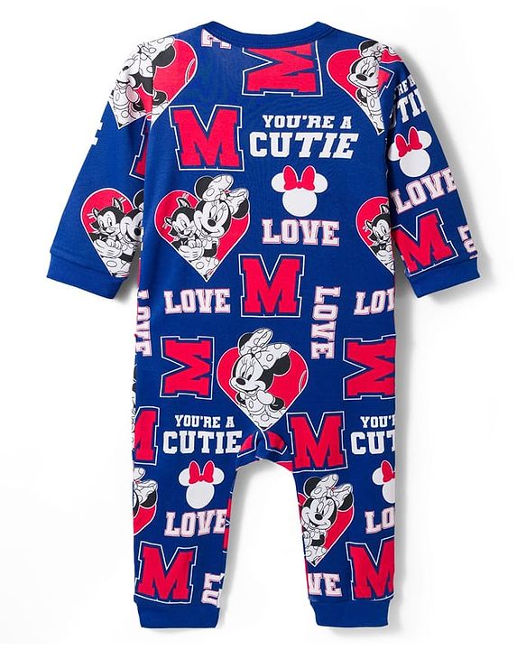 Babyhug Disney Interlock Knit Full Sleeves Romper with Minnie Mouse Graphic Pack of 3- Red Blue & White