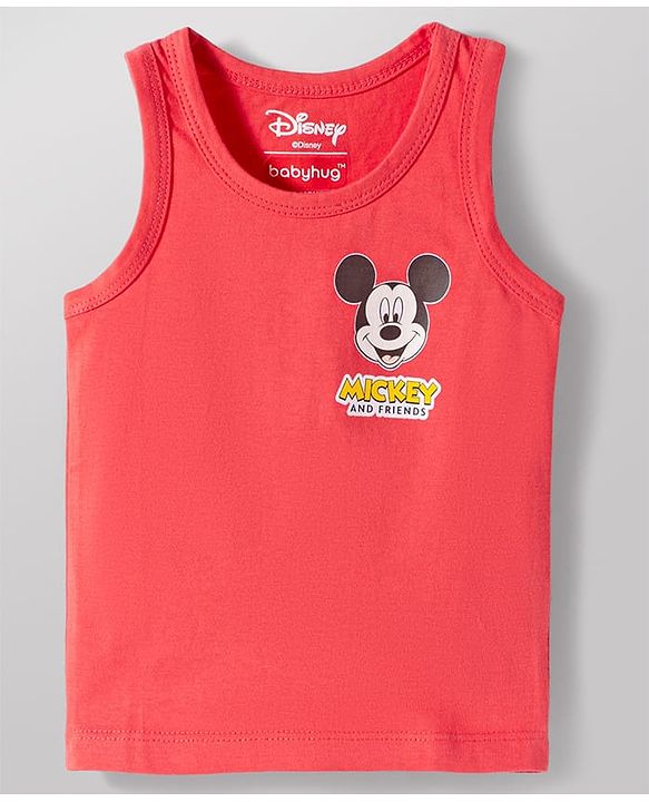 Babyhug Disney Single Jersey Knit Sleeveless Vests With Mickey Mouse And Friends Print Pack of 3 - Multicolor