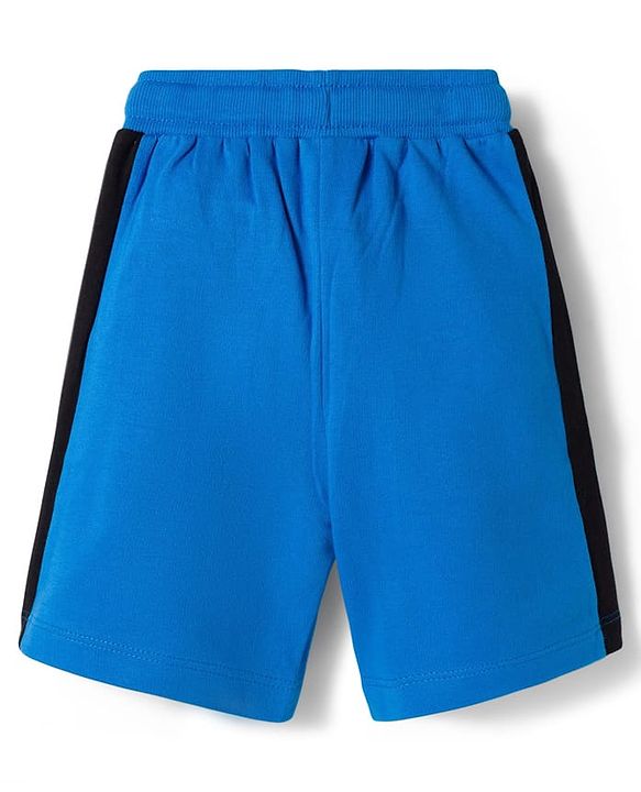 Babyhug Disney Terry Knit Above Knee Length Shorts with Mickey Mouse Graphic - Blue