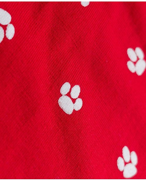 Babyhug Disney Single Jersey Knit Full Sleeves T-Shirt & Pyjama Night Suit With Marie Graphics - White & Red