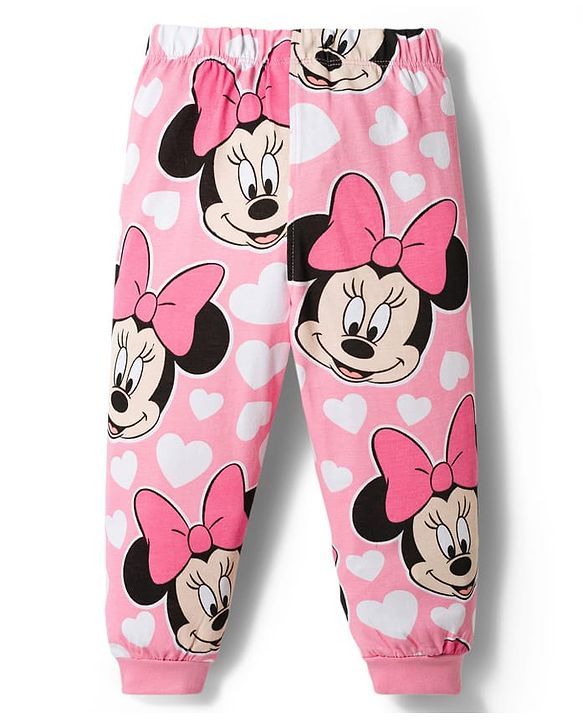 Babyhug Disney Single Jersey Knit Full Sleeves T-Shirt & Pajama Night Suit with Minnie Graphic - Multicolor