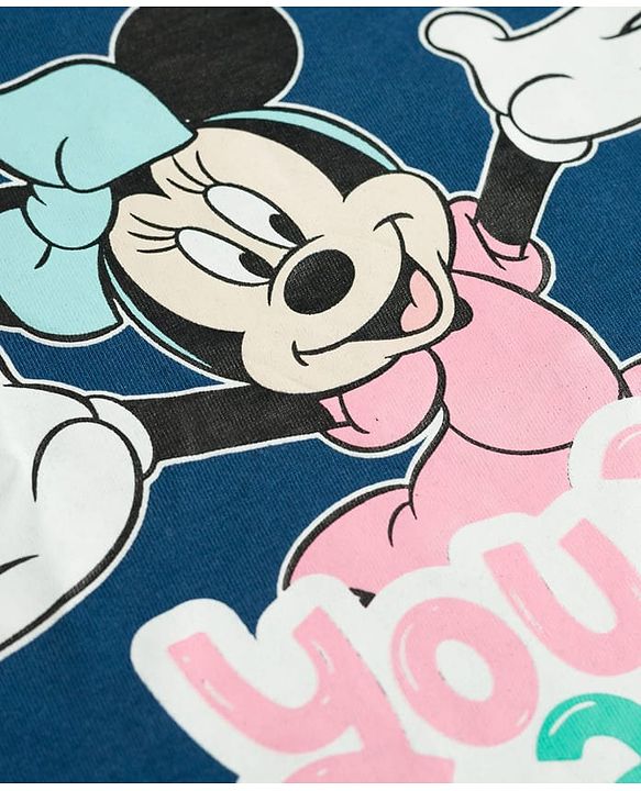Babyhug Disney Single Jersey Knit Full Sleeves T-Shirt & Pajama Night Suit with Minnie Graphic - Multicolor