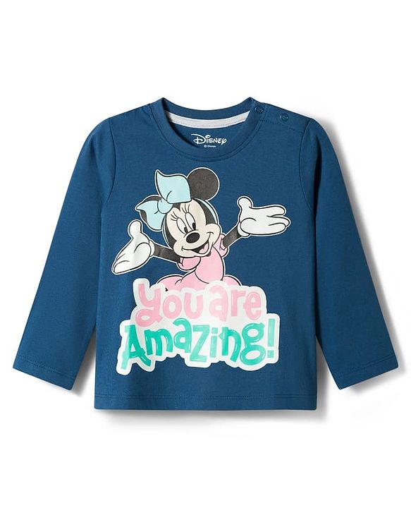 Babyhug Disney Single Jersey Knit Full Sleeves T-Shirt & Pajama Night Suit with Minnie Graphic - Multicolor