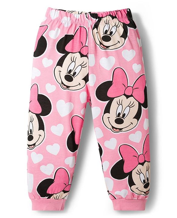 Babyhug Disney Single Jersey Knit Full Sleeves T-Shirt & Pajama Night Suit with Minnie Graphic - Multicolor