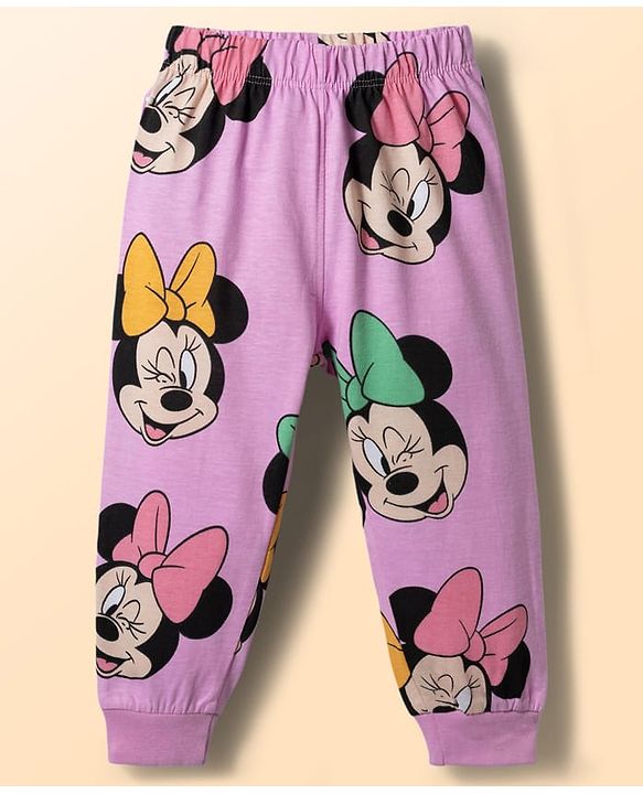 Babyhug Disney Single Jersey Knit Full Sleeves T-Shirt & Pyjama Night-Suit With Minnie Mouse Graphics - Multicolor