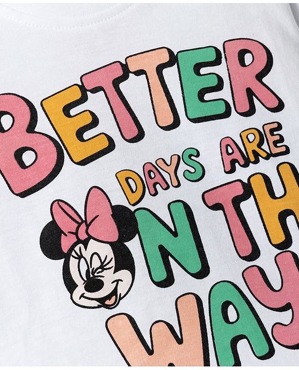 Babyhug Disney Single Jersey Knit Full Sleeves T-Shirt & Pyjama Night-Suit With Minnie Mouse Graphics - Multicolor
