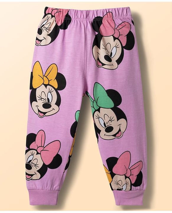 Babyhug Disney Single Jersey Knit Full Sleeves T-Shirt & Pyjama Night-Suit With Minnie Mouse Graphics - Multicolor