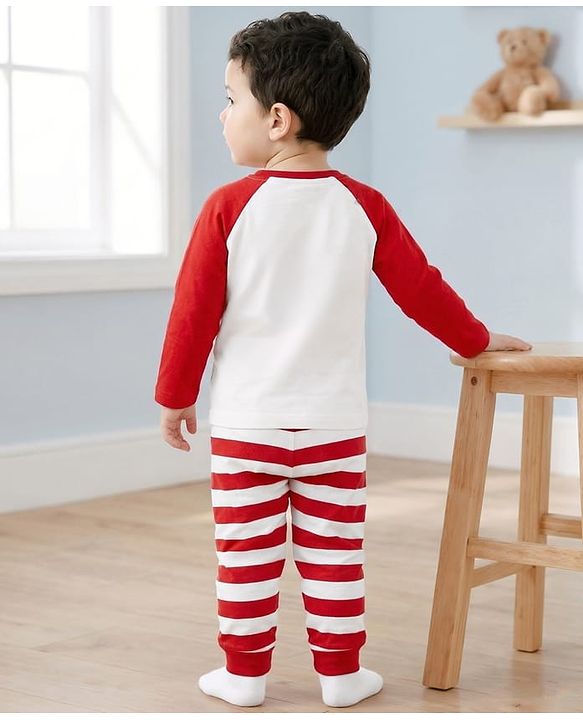 Babyhug Disney 100% Cotton Knit Raglan Full Sleeves T-Shirt & Pyjama Night Suit With Winnie the Pooh Graphic - Multicolour
